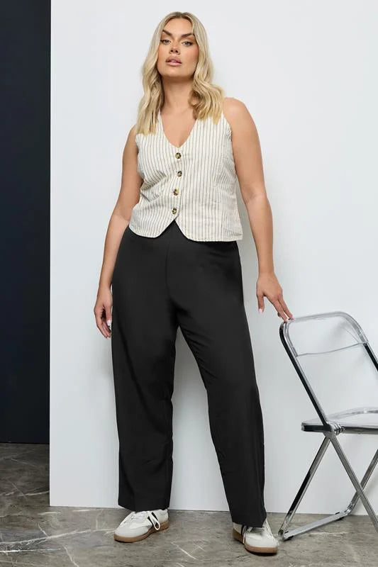 Curve Black Elasticated Stretch Straight Leg Trousers
