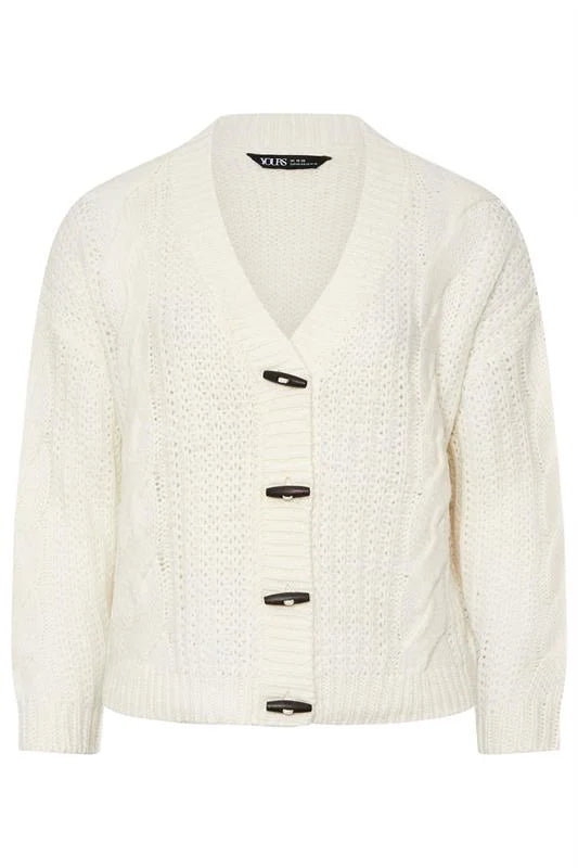 White Chunky Cable Knit Cardigan