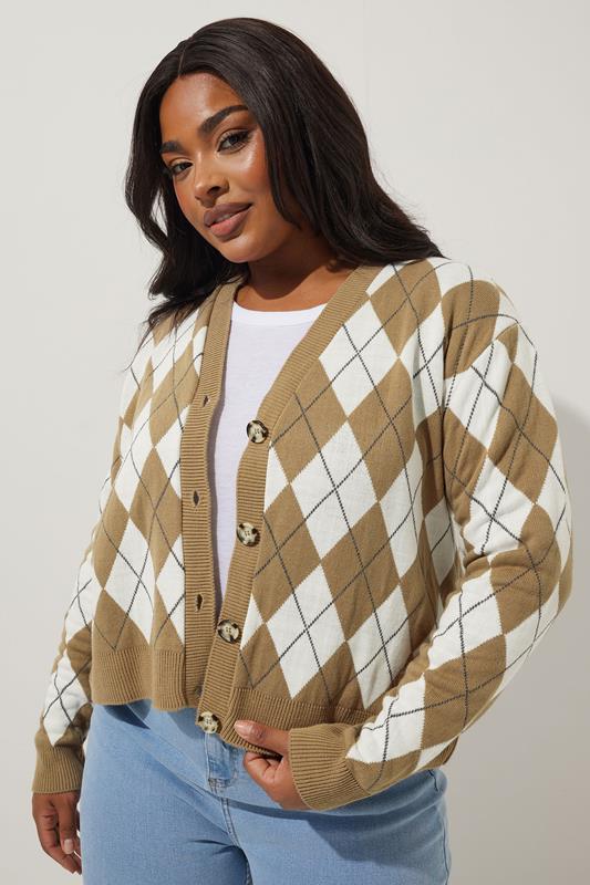 Curve Argyle Knitted Cardigan
