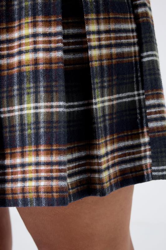 Black Check Pleated Mini Skirt