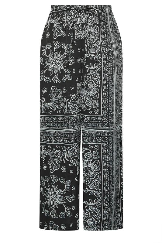Black Paisley Wide Leg Trousers
