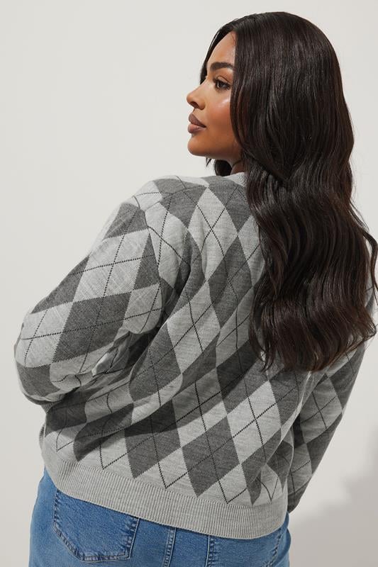 Curve Argyle Knitted Cardigan