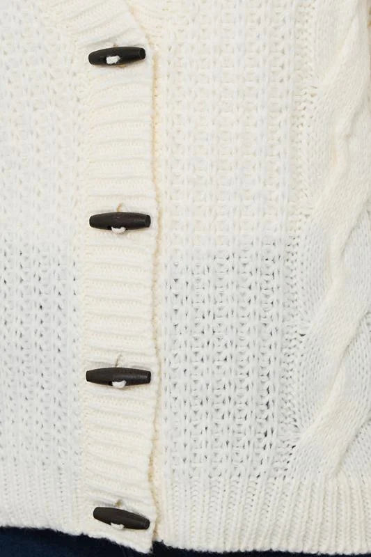 White Chunky Cable Knit Cardigan