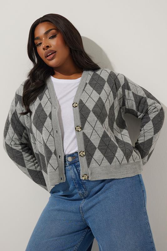 Curve Argyle Knitted Cardigan