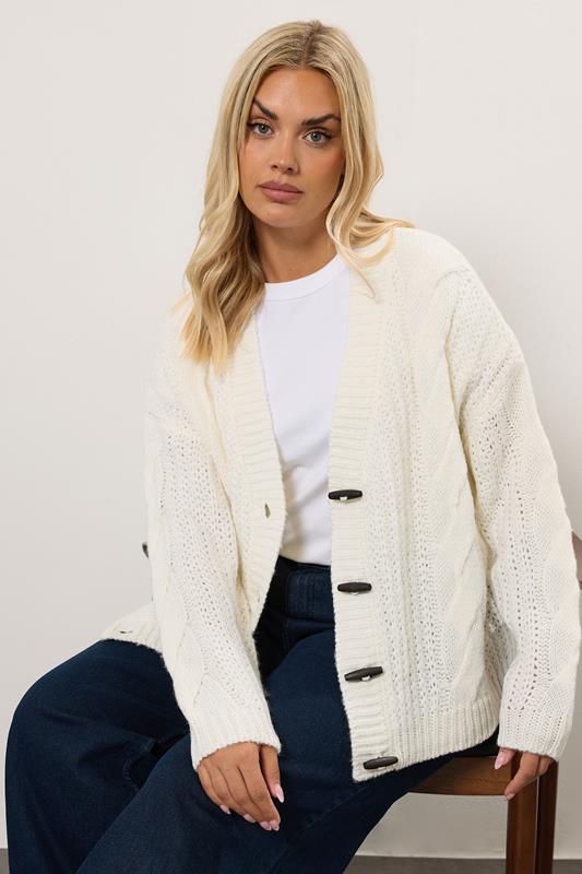 White Chunky Cable Knit Cardigan