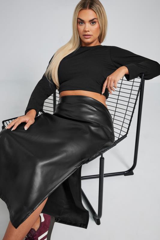 Black Faux Leather Maxi Skirt