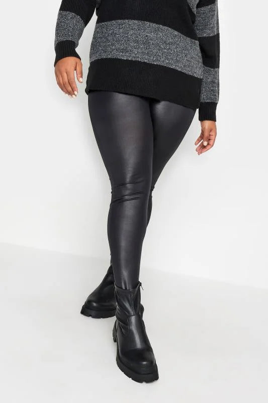 Black Wet Look Stretch Leggings