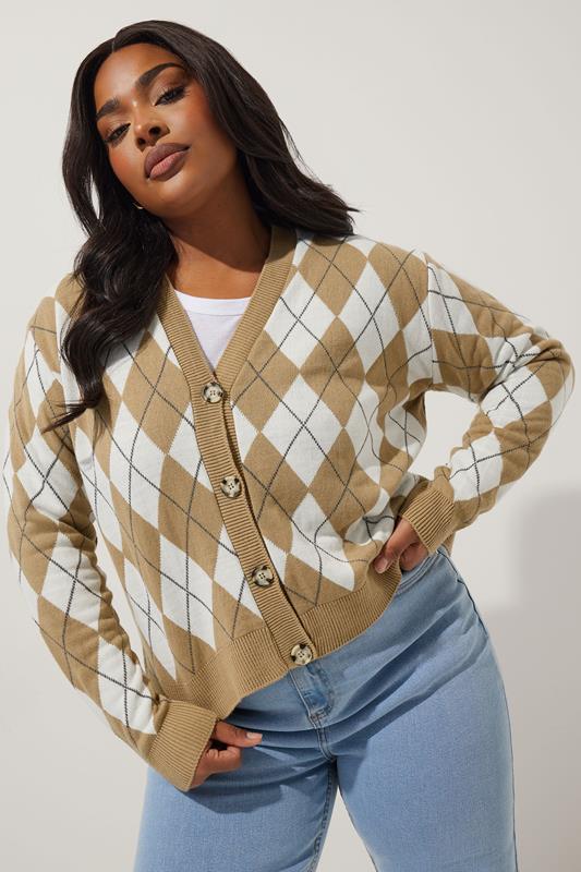 Curve Argyle Knitted Cardigan