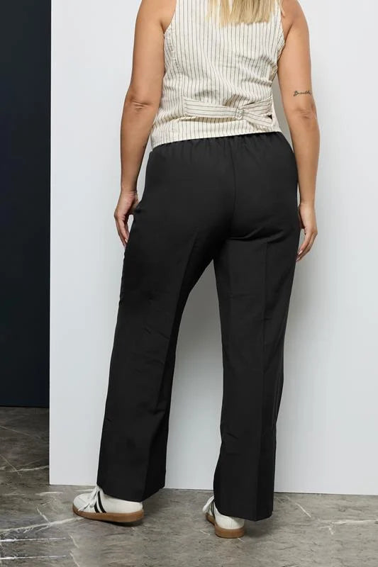 Curve Black Elasticated Stretch Straight Leg Trousers