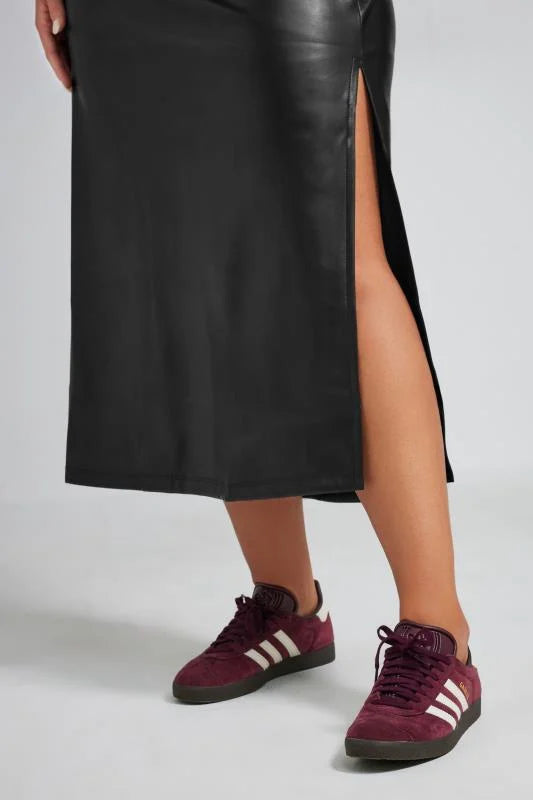 Black Faux Leather Maxi Skirt