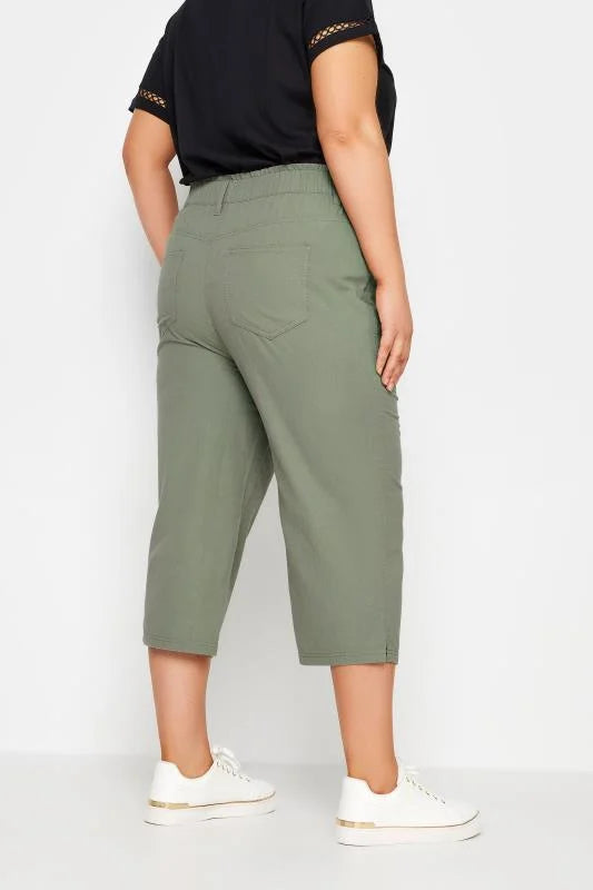 Elasticated Cool Cotton Cropped Trousers