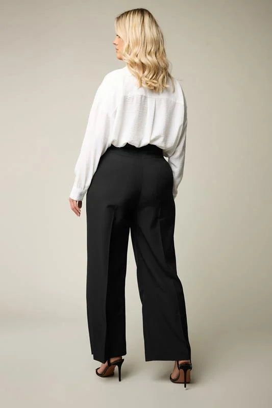 Black Pleat Front Woven Wide Leg Trousers