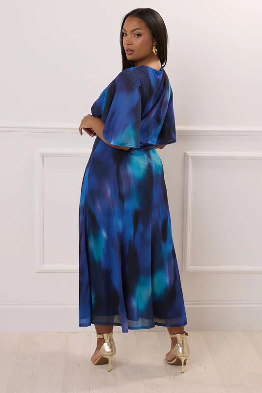Abstract Print Knot Front Maxi Dress