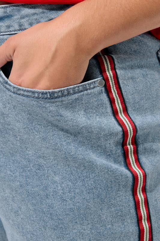 Blue Side Stripe Wide Leg Jeans