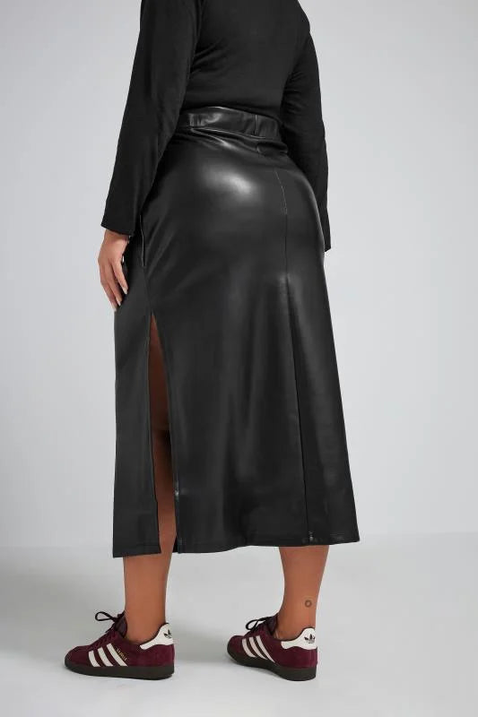 Black Faux Leather Maxi Skirt