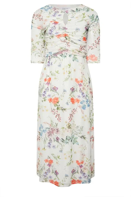 Blur Floral Mesh Maxi Dress