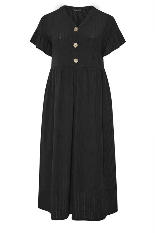 Ribbed Frill Midaxi Dress