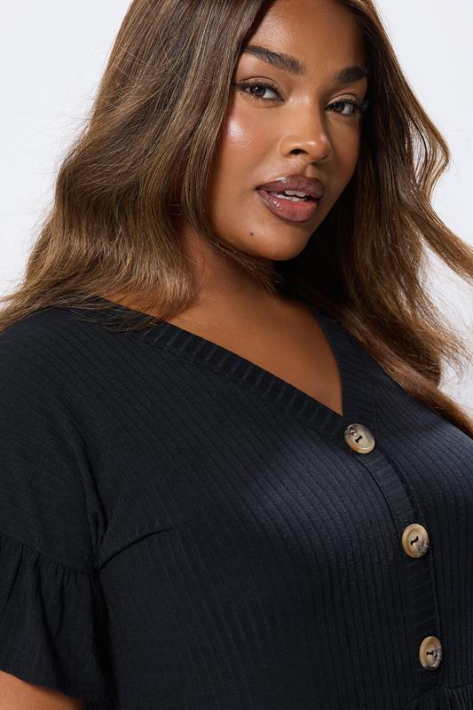 Ribbed Frill Midaxi Dress