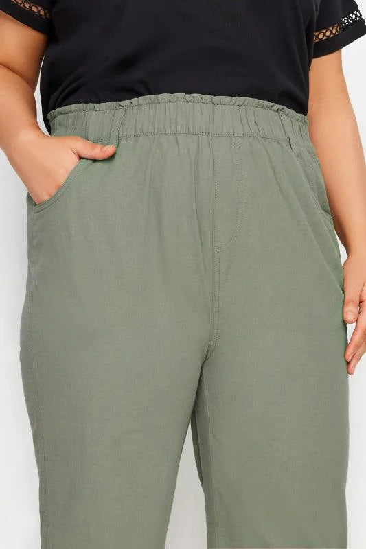 Elasticated Cool Cotton Cropped Trousers