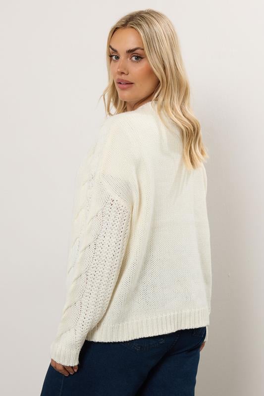 White Chunky Cable Knit Cardigan