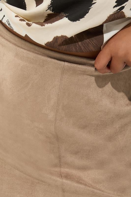 Beige Brown Faux Suede Mini Skirt