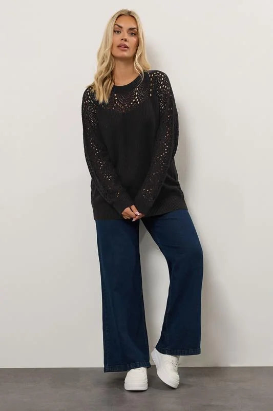Black Pointelle Knitted Jumper