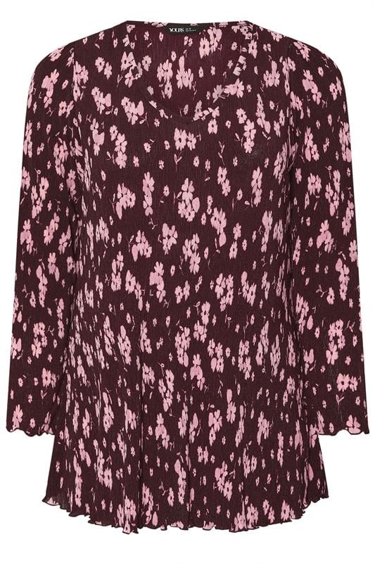 Floral Print Plisse Tunic Top