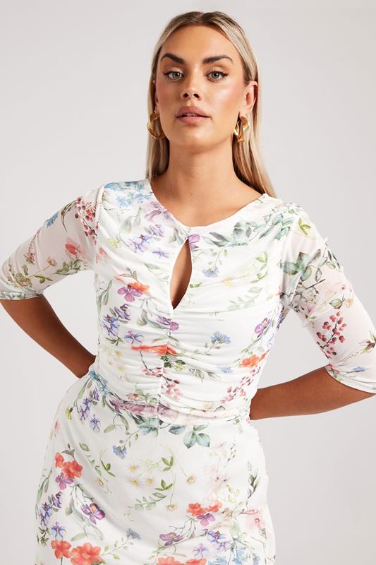 Blur Floral Mesh Maxi Dress