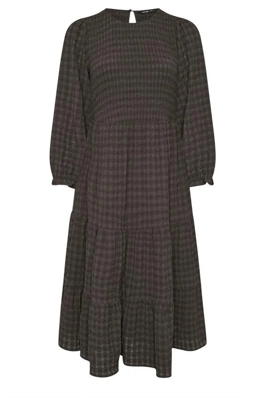 Brown Textured Tiered Maxi Dress