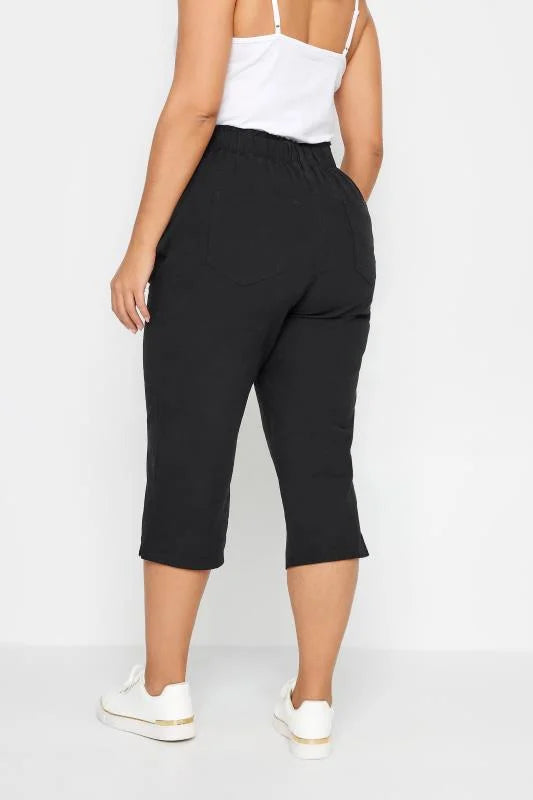 Elasticated Cool Cotton Cropped Trousers