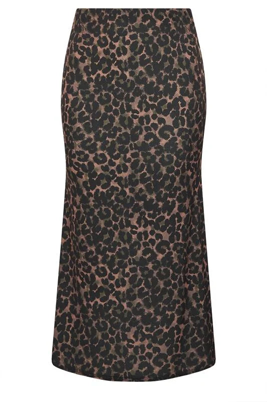 Brown Leopard Print Maxi Skirt