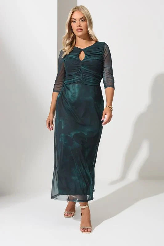 Blur Floral Mesh Maxi Dress