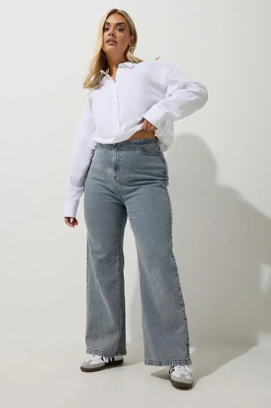Light Blue Wide Leg Denim Jeans