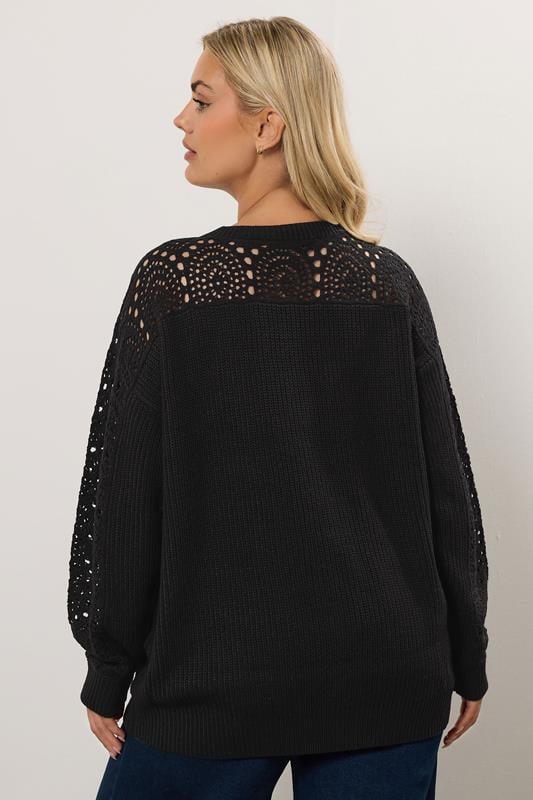 Black Pointelle Knitted Jumper