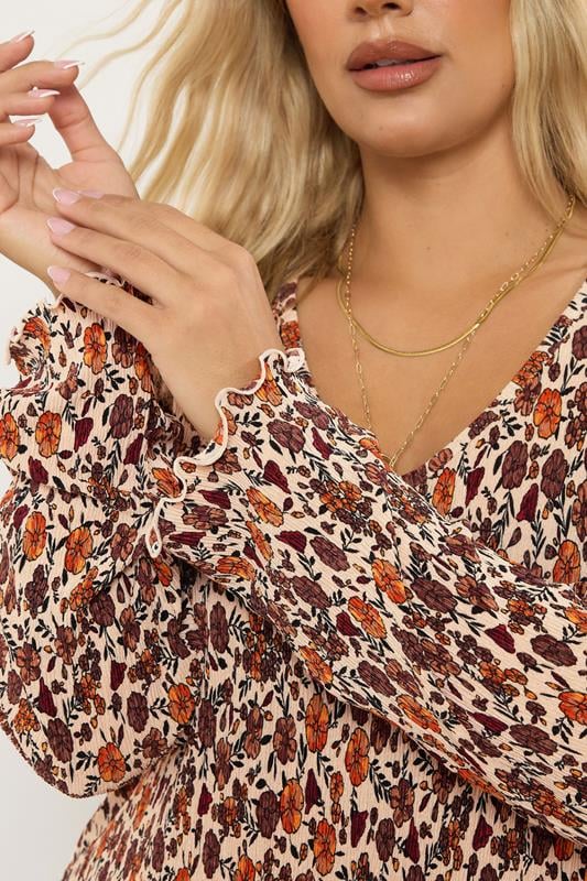 Floral Print Plisse Tunic Top