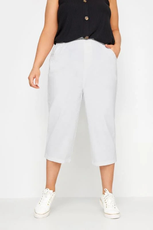 Elasticated Cool Cotton Cropped Trousers