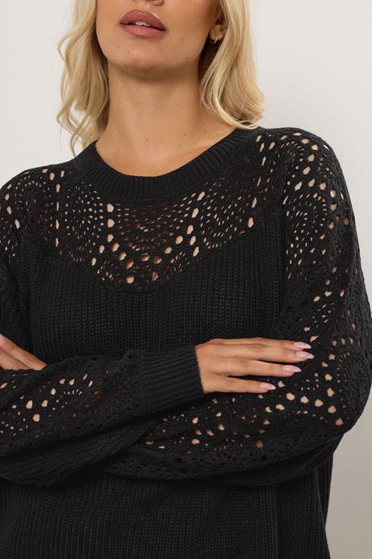 Black Pointelle Knitted Jumper