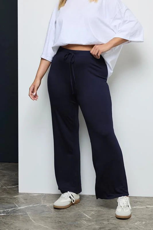 Wide Leg Pull On Stretch Jersey Yoga Pants