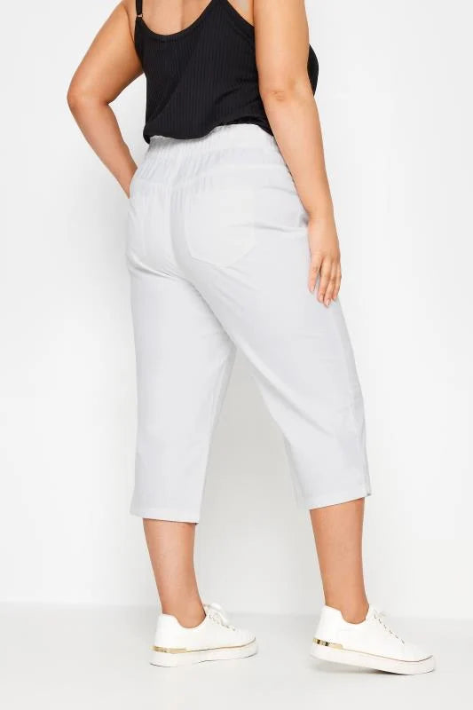 Elasticated Cool Cotton Cropped Trousers