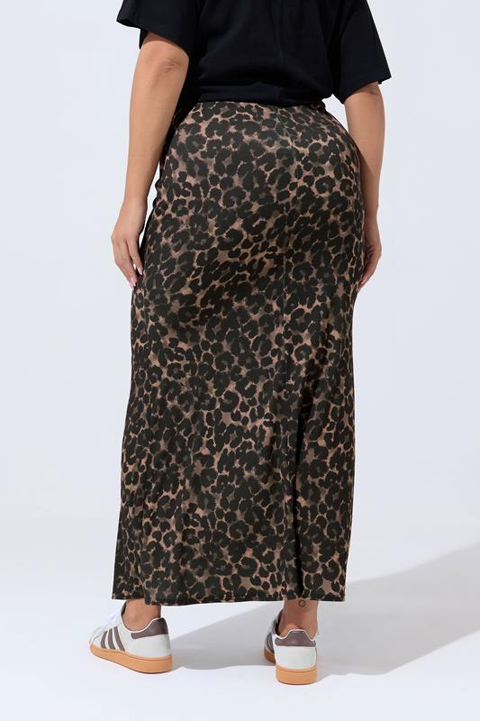 Brown Leopard Print Maxi Skirt