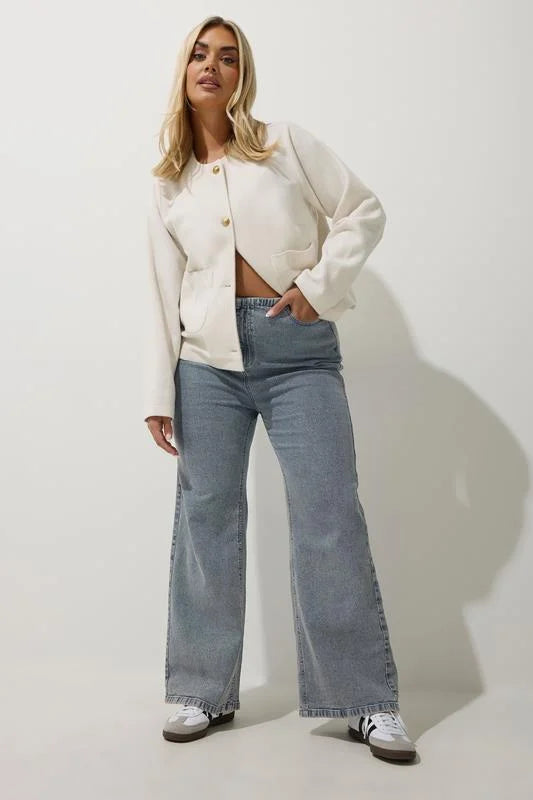Light Blue Wide Leg Denim Jeans