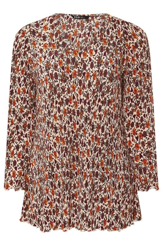 Floral Print Plisse Tunic Top