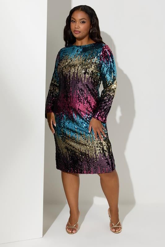 Ombre Sequin Shift Dress