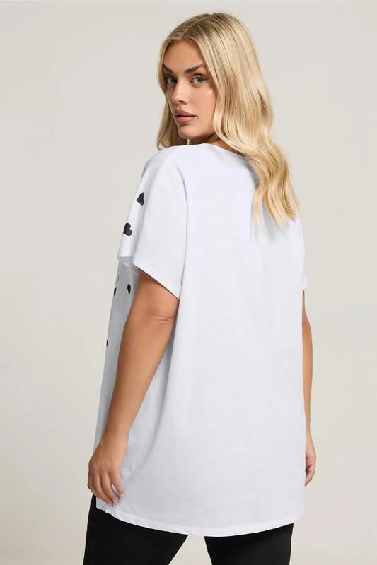 Printed Heart Slash Detail Top