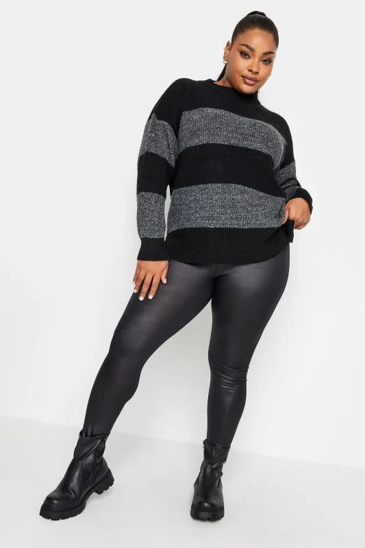 Black Wet Look Stretch Leggings
