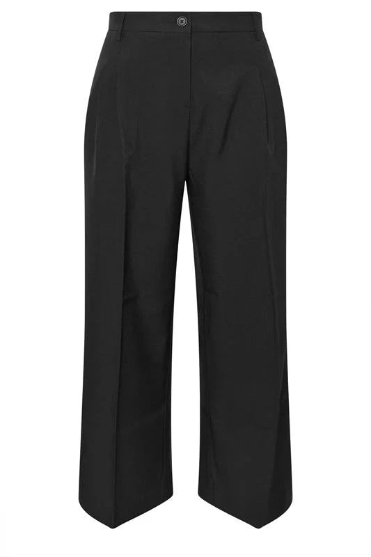 Black Pleat Front Woven Wide Leg Trousers