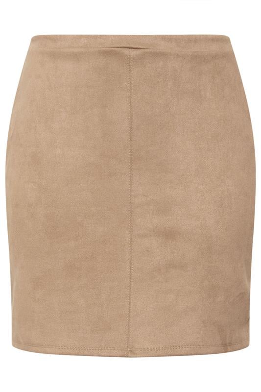 Beige Brown Faux Suede Mini Skirt