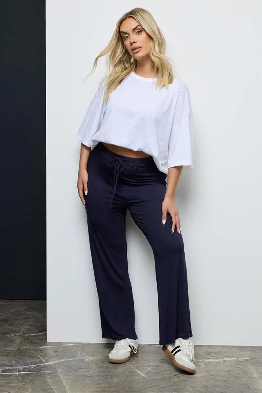 Wide Leg Pull On Stretch Jersey Yoga Pants