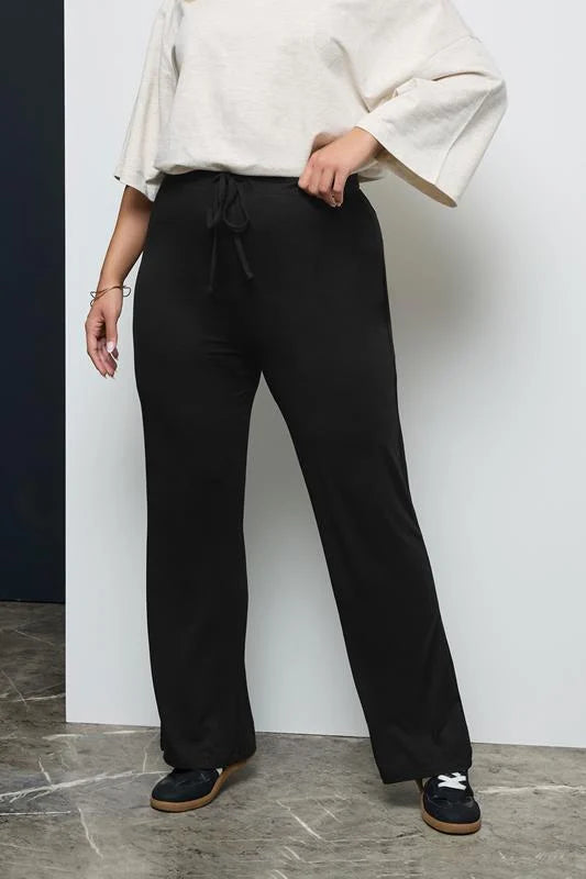 Wide Leg Pull On Stretch Jersey Yoga Pants